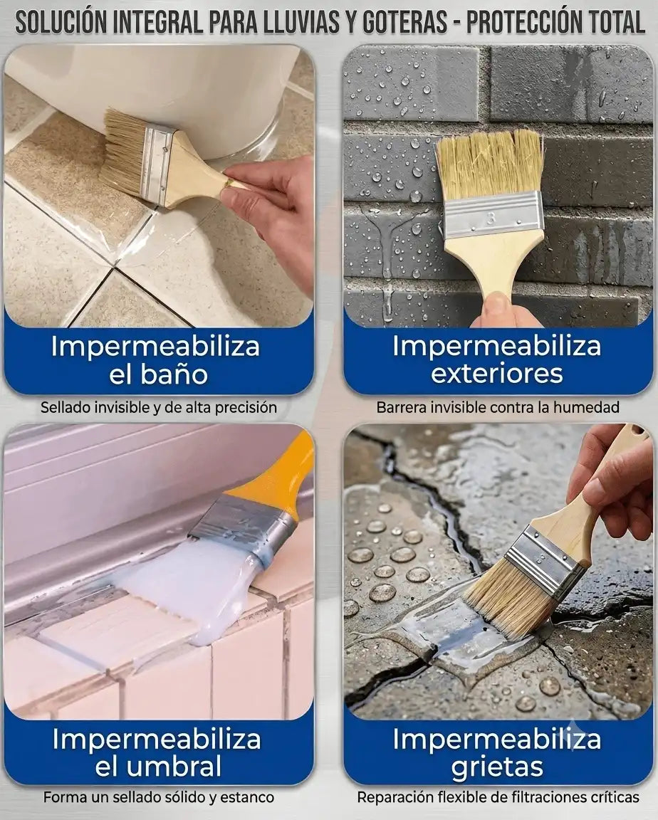 🚨 Sellador Impermeable Antigoteras con Brocha 300g | Repara Filtraciones al Instante
